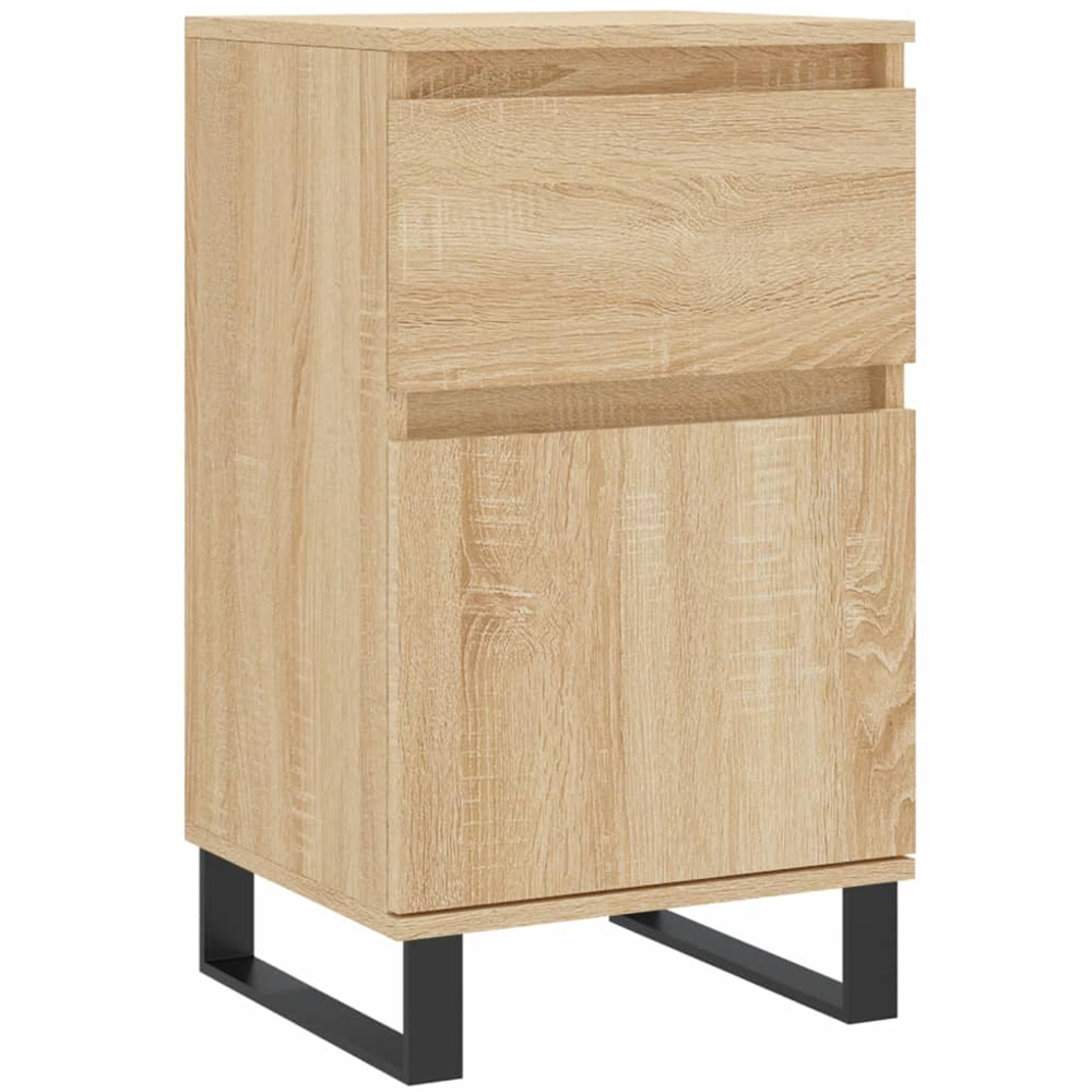 vidaXL Single Door Single Drawer Sonoma Oak Sideboard with Iron Legs Image 2