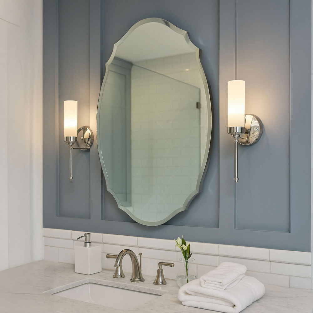 Neo Ellipse Frameless Bevelled Edge Wall Mirror 60 x 40cm Image 3