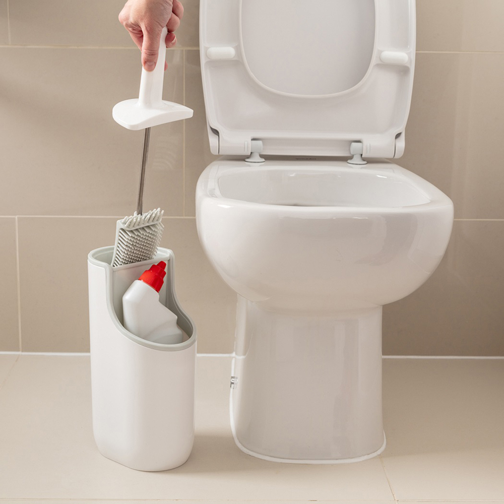 ADDiS White and Grey Toilet Brush with Holder Image 7
