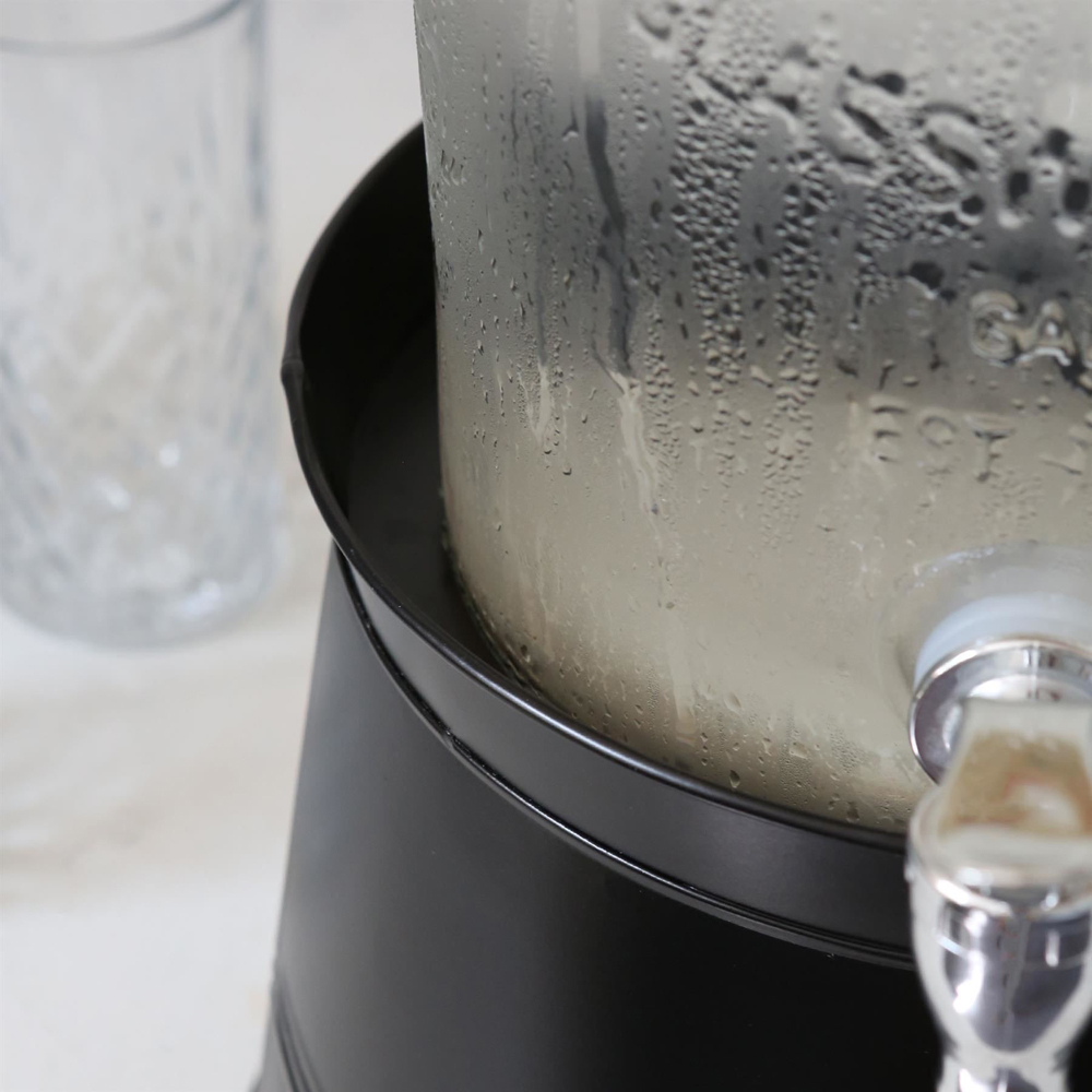 Rink Drink Clear Glass Drink Dispenser with Tap and Black Bucket Stand 6.5L 2 Pack Image 3