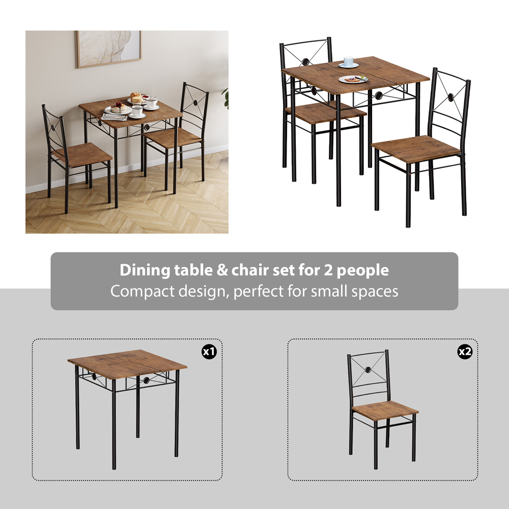 VIDA DESIGNS Roslyn 2 Seater Square Dining Set Dark Wood Image 6