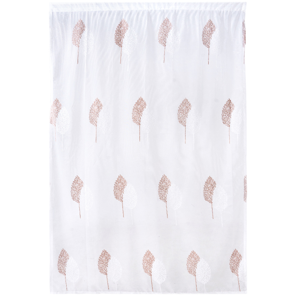 Living and Home Semi-Sheer Embroidered Leaf Curtains 130 x 210cm Image 2