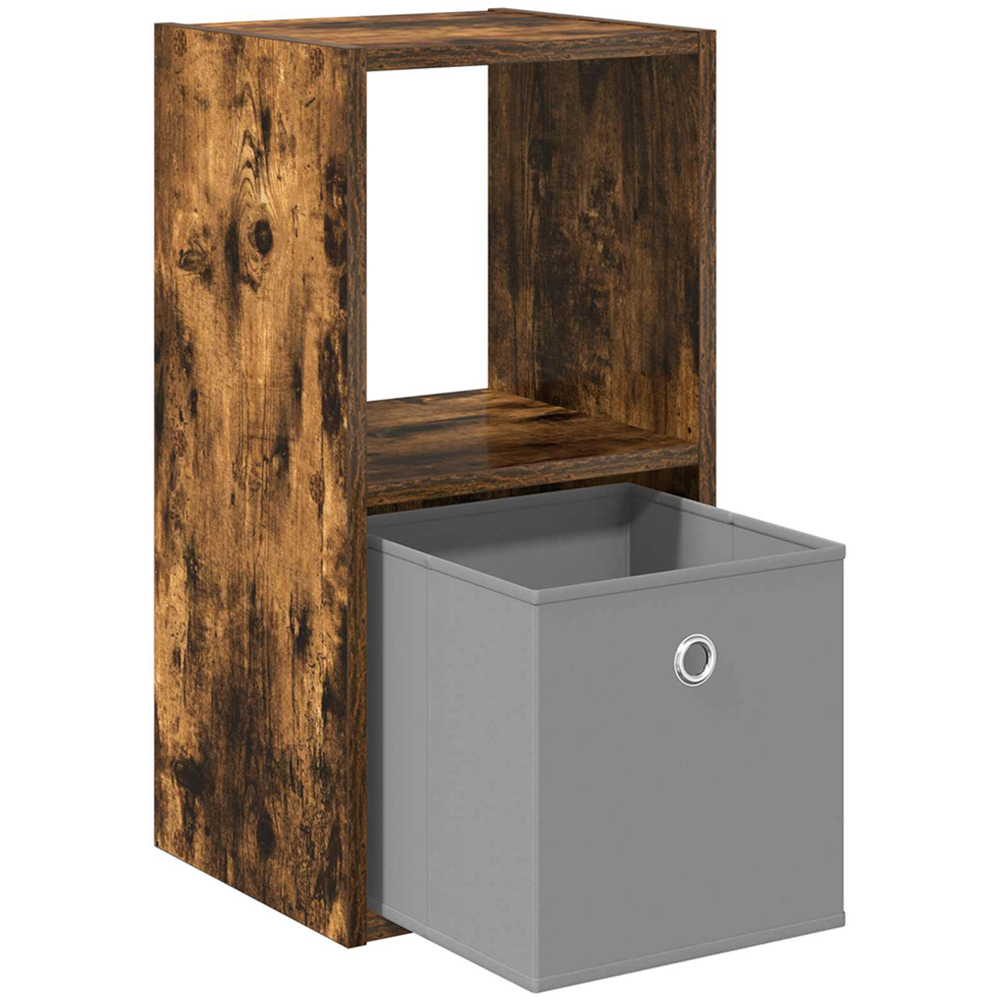 vidaXL Single Drawer Single Shelf Smoked Oak Wooden Bedside Table Image 5