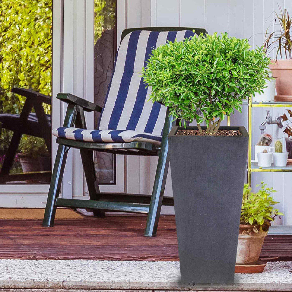 wilko Faux Lead Dark Grey Light Concrete Outdoor Tapered Planter 65cm Image 7