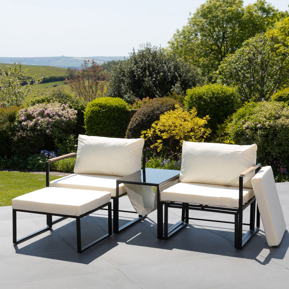 Artemis Home Serano 4 Seater Cream Garden Lounge Set with Cushion Image 4