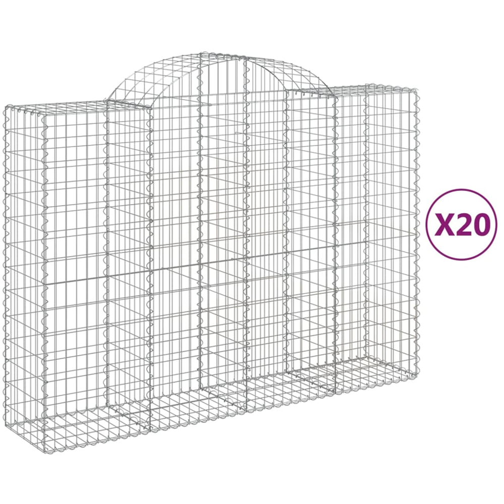 vidaXL Silver Galvanised Iron Gabion Basket 200 x 50 x 140/160cm 20 Pack Image 4