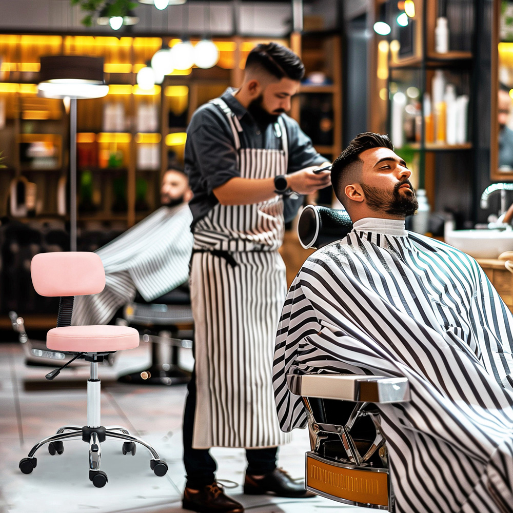 Portland Pink Faux Leather Swivel Salon Chair Image 3