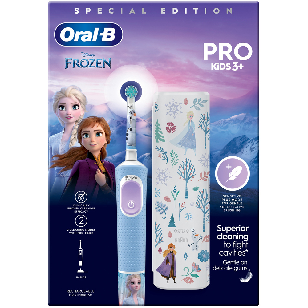 Oral-B Frozen Vitality Pro Kids Electric Toothbrush with Travel Case Image 1