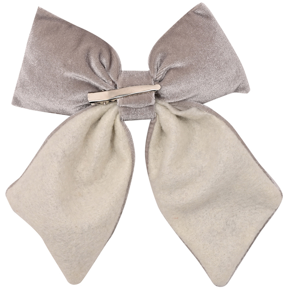 The Seasonal Gift Co. Silver Velvet Bow with Clip 14 x 16cm Image 3