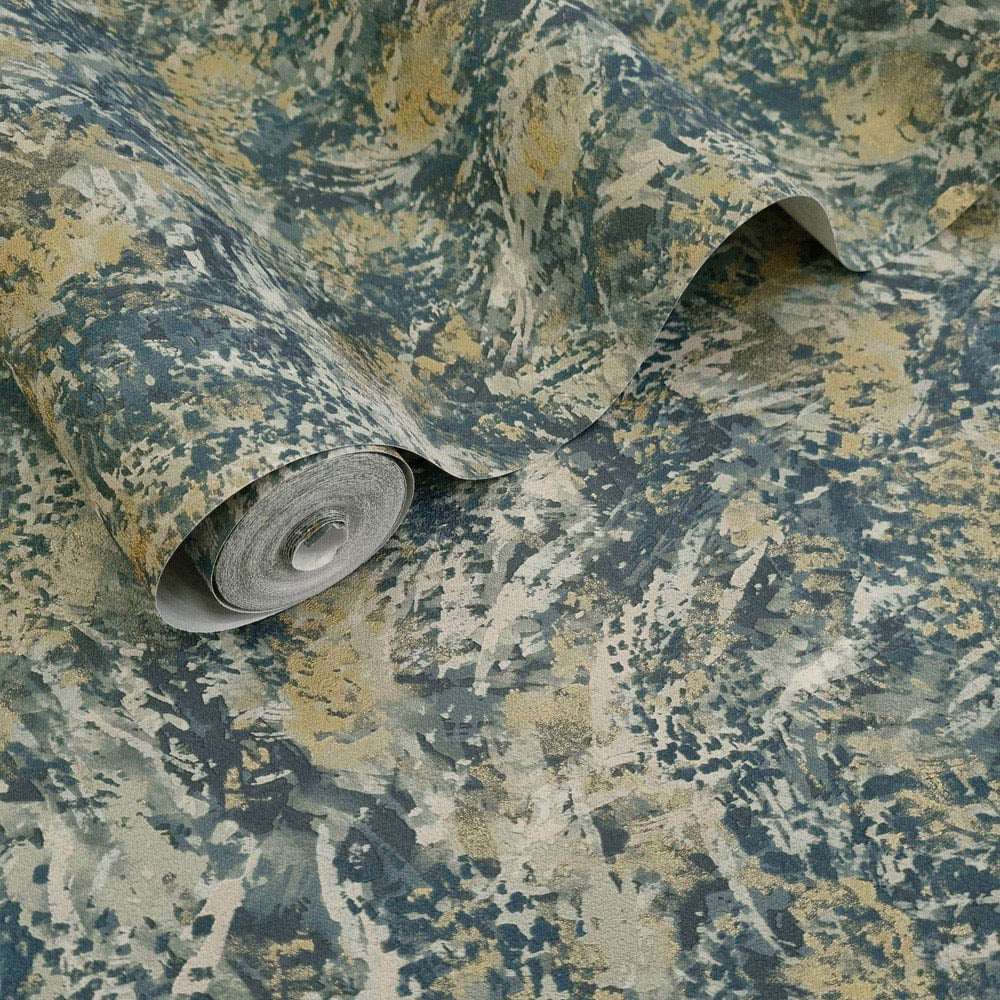 Holden Pluma Teal Gold Wallpaper Image 2