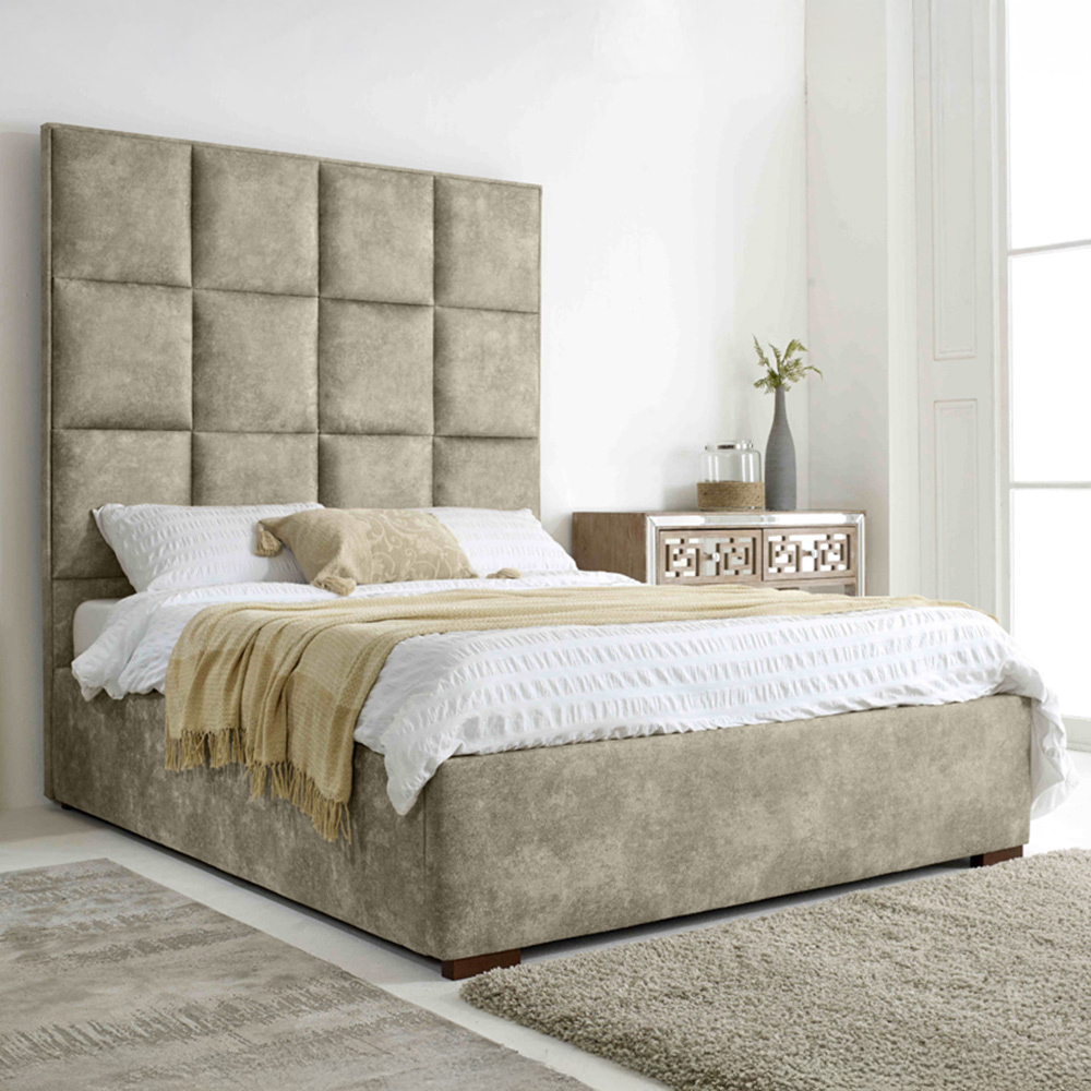 Eleganza Madelyn King Size Pearl Oakland Fabric Bed Frame Image 1