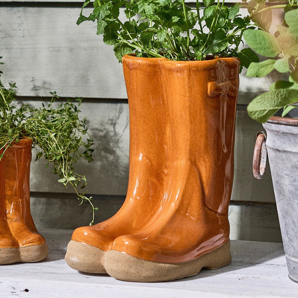 Dibor Orange Double Wellington Planter 29.5cm Image 5
