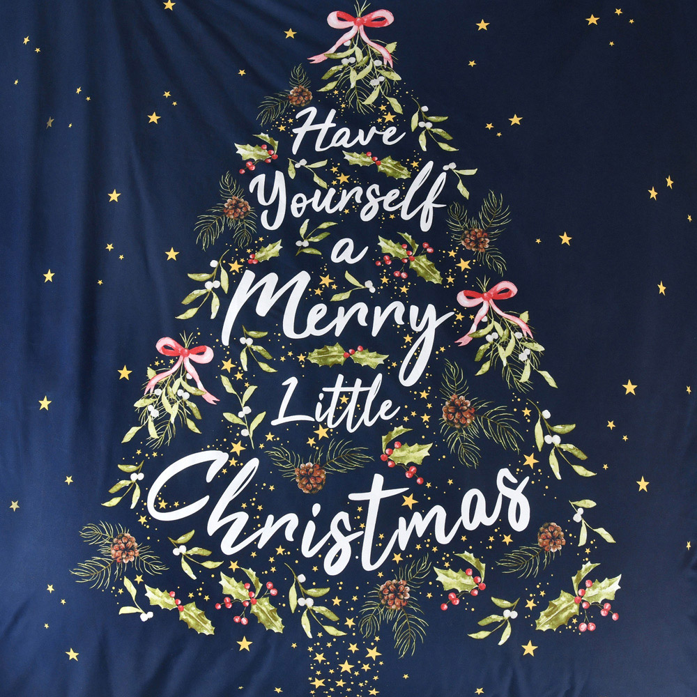 Smart Living Double Navy Merry Christmas Sparkle Tree Duvet Cover Set Image 5
