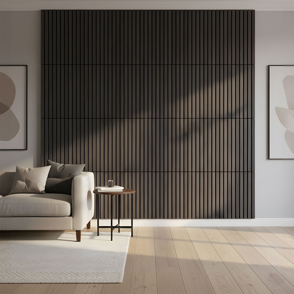 Living and Home Black Acoustic Wood Slat Wall Panel 60 x 30cm 8 Pack Image 7
