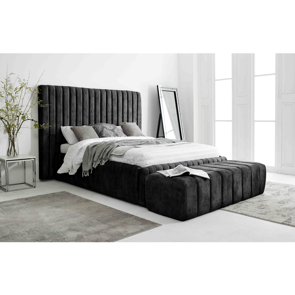 Eleganza The Elite King Size Granite Oakland Fabric Bed Frame with Headboard and Footboard Image 8