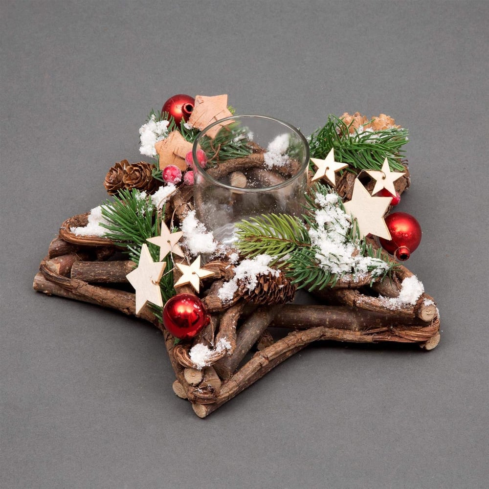 Shatchi Star Shape Wooden Candle Holder Image 2