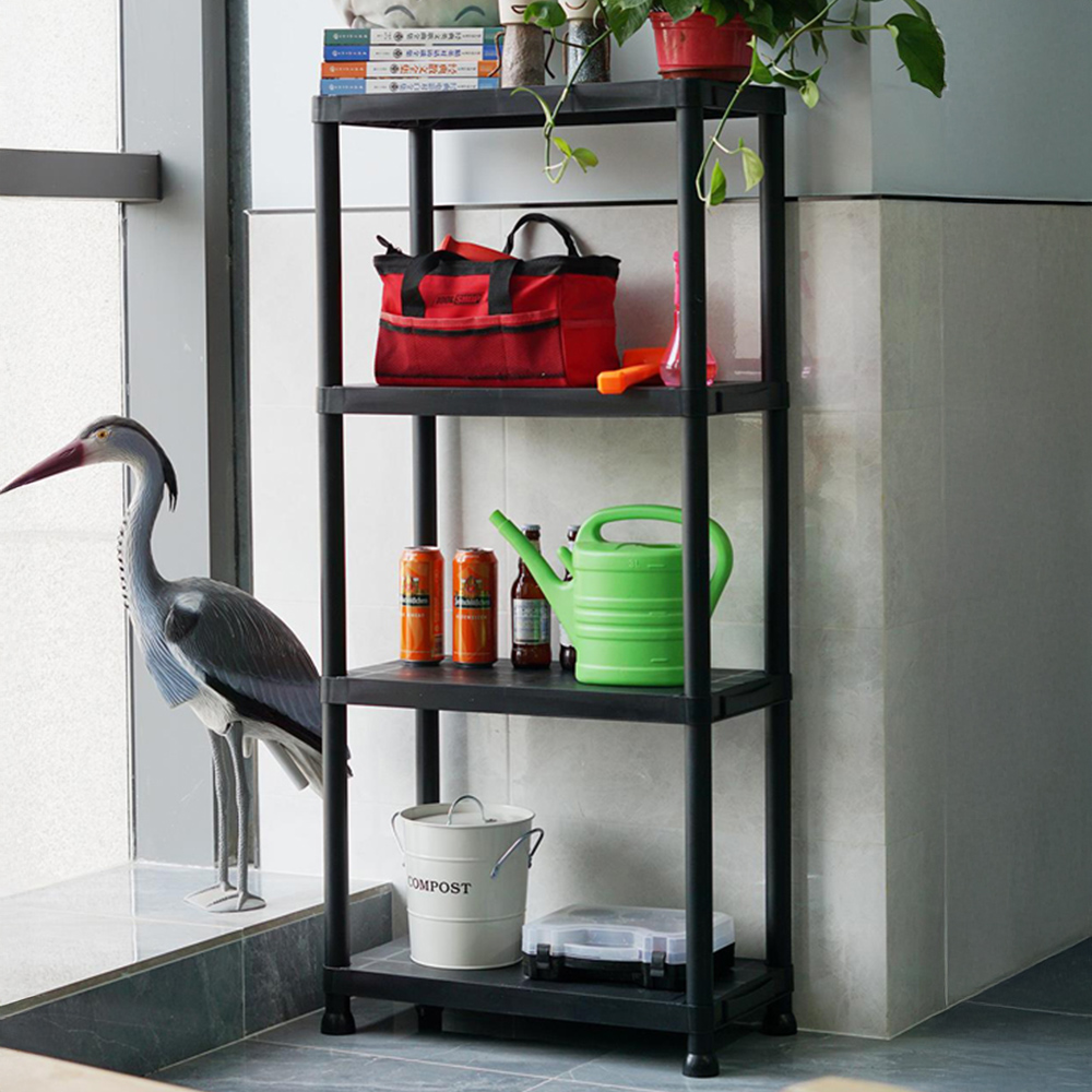 Gr8 Home 4 Shelf Black Plastic Storage Unit Image 2