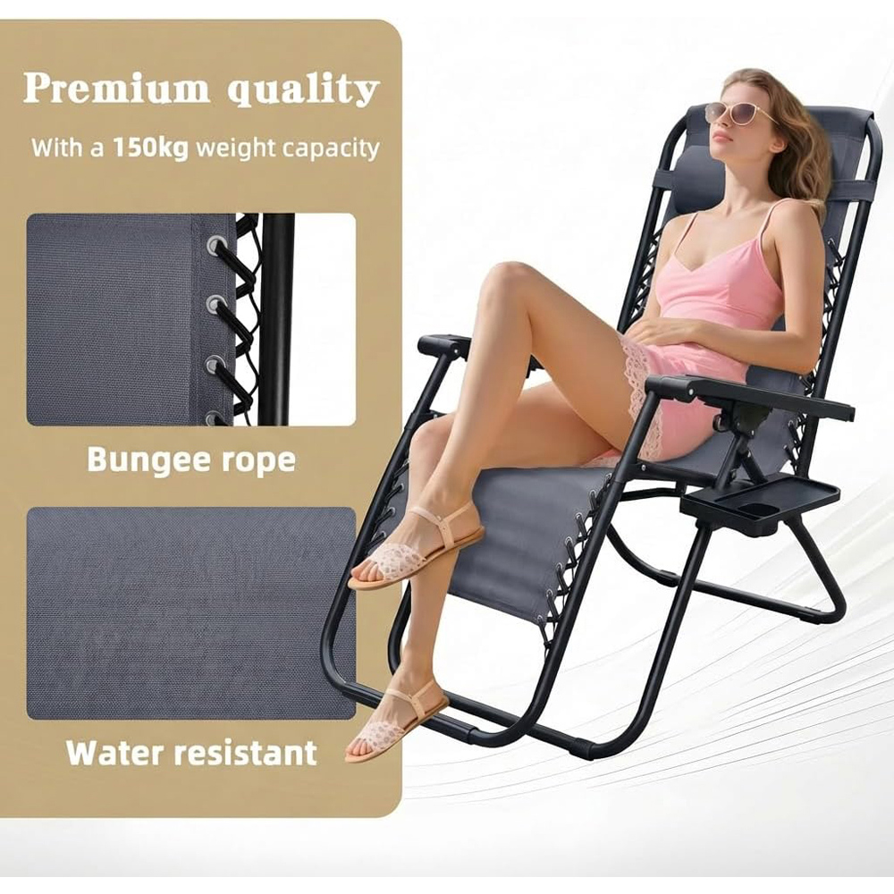 Alivio 2 Pack Dark Grey Zero Gravity Reclining Sun Loungers Image 7