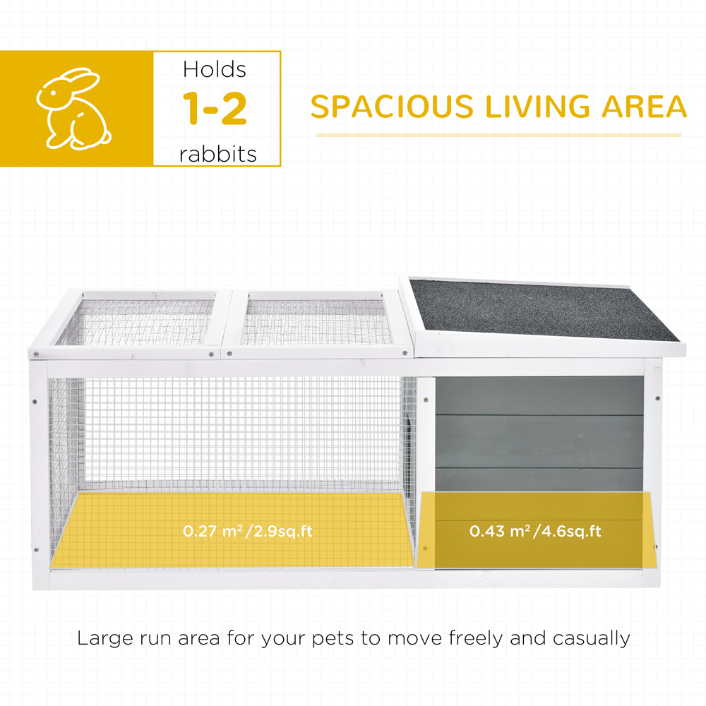 PawHut Rabbit Hutch with Asphalt Roof Image 2