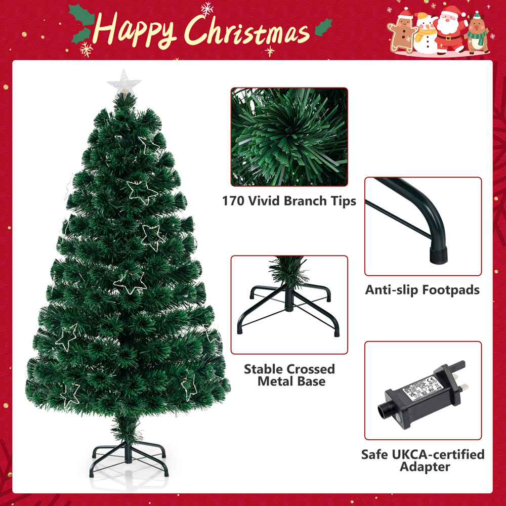 Costway 18 String Light Fibre Optic Pre-Lit Artificial Christmas Tree 5ft Image 5
