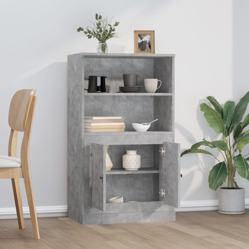 vidaXL 2 Door 2 Shelf Concrete Grey Highboard Image 3