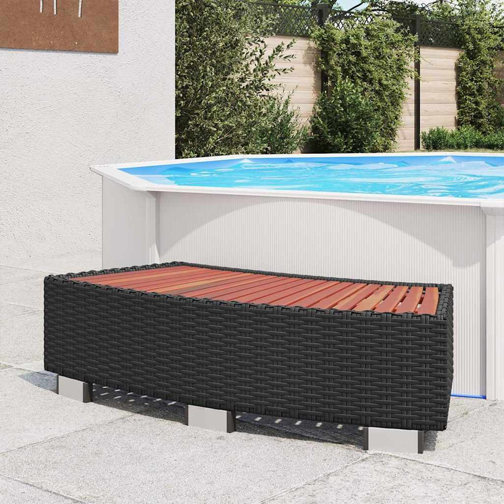 Walplus Large Black PE Rattan Rectangular Spa Step Image 2