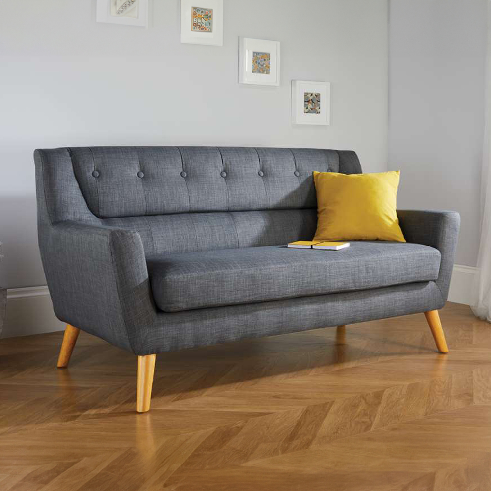 Lambeth 3 Seater Grey Fabric Sofa Image 1