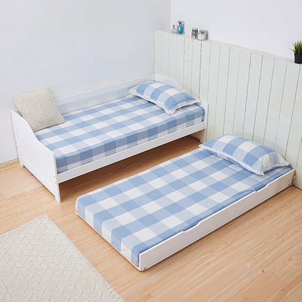 Portland Single White Wooden Day Bed with Trundle and 2 Mattress Image 5