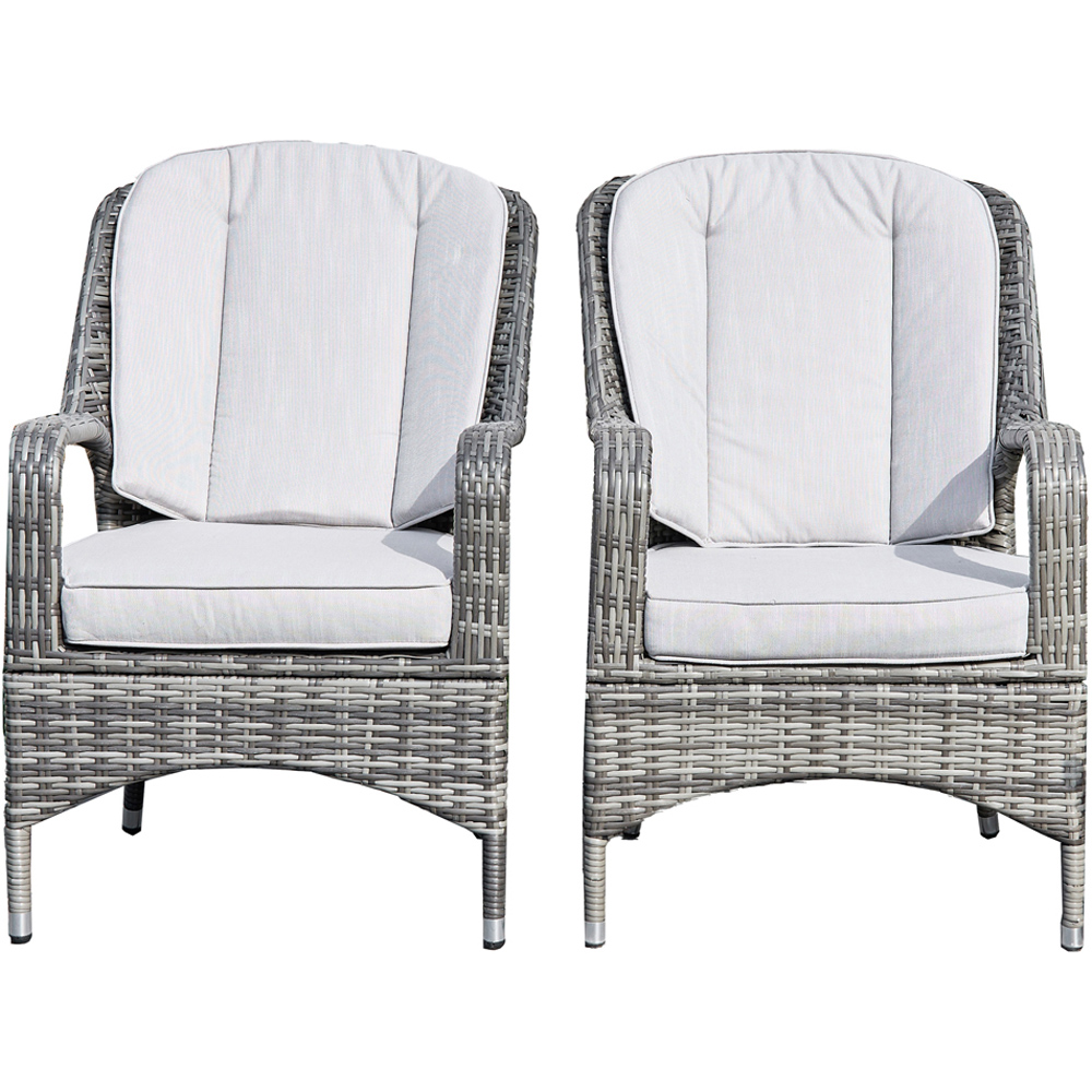 Direct Wicker Set of 2 Grey PE Rattan Outdoor Dining Chairs Image 2
