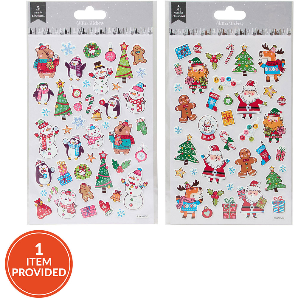 Fun Christmas Glitter Stickers Image 1