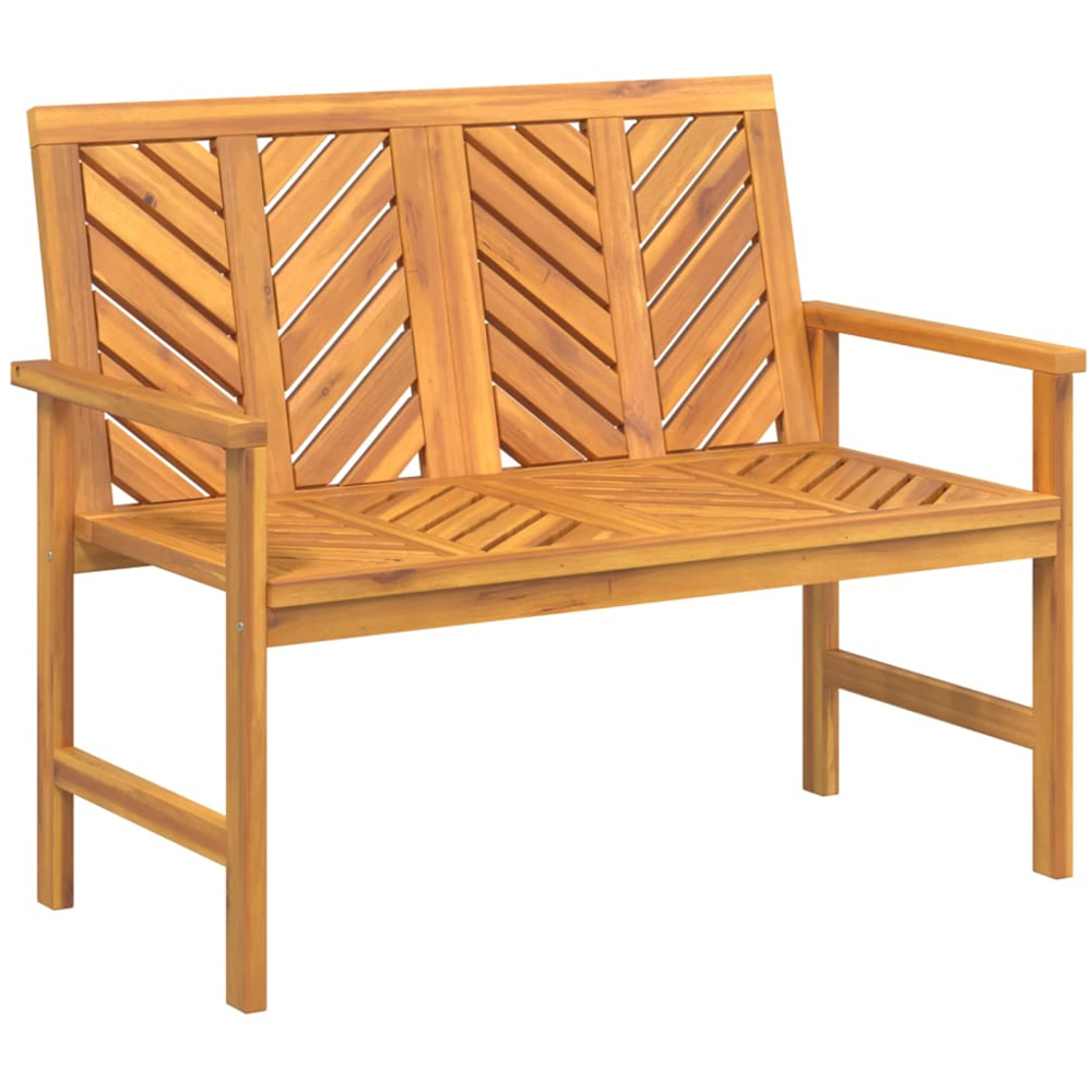 vidaXL 2 Seater Solid Wood Acacia Chevron Backrest Garden Bench Image 2