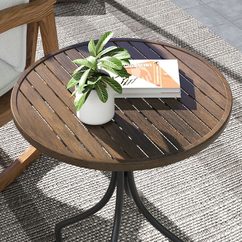 Outsunny Brown Round Garden Side Table Image 5