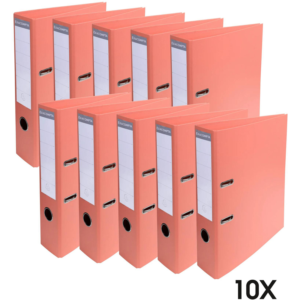 Exacompta PremTouch A4 Salmon PVC Lever Arch File 10 Pack Image 6
