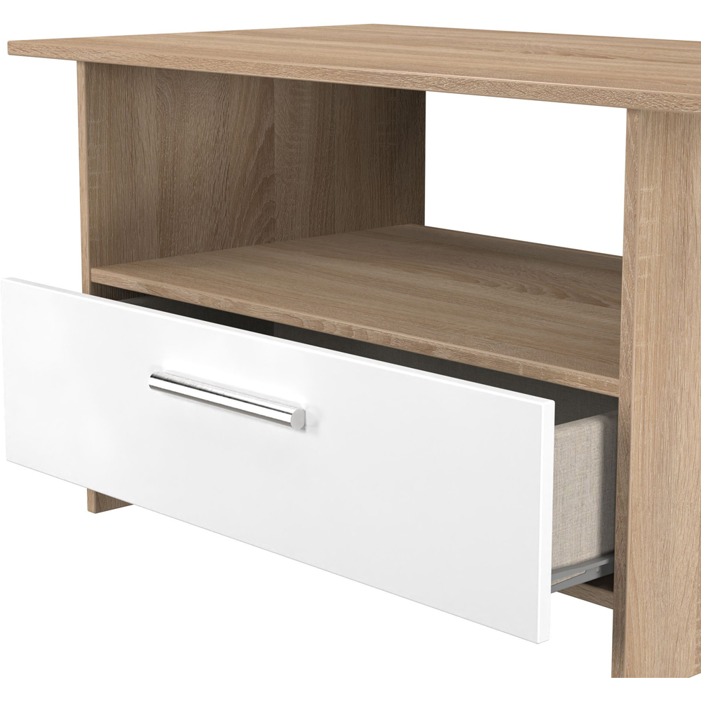 Crowndale Contrast Single Drawer White Matt and Bardolino Oak Coffee Table Ready Assembled Image 6