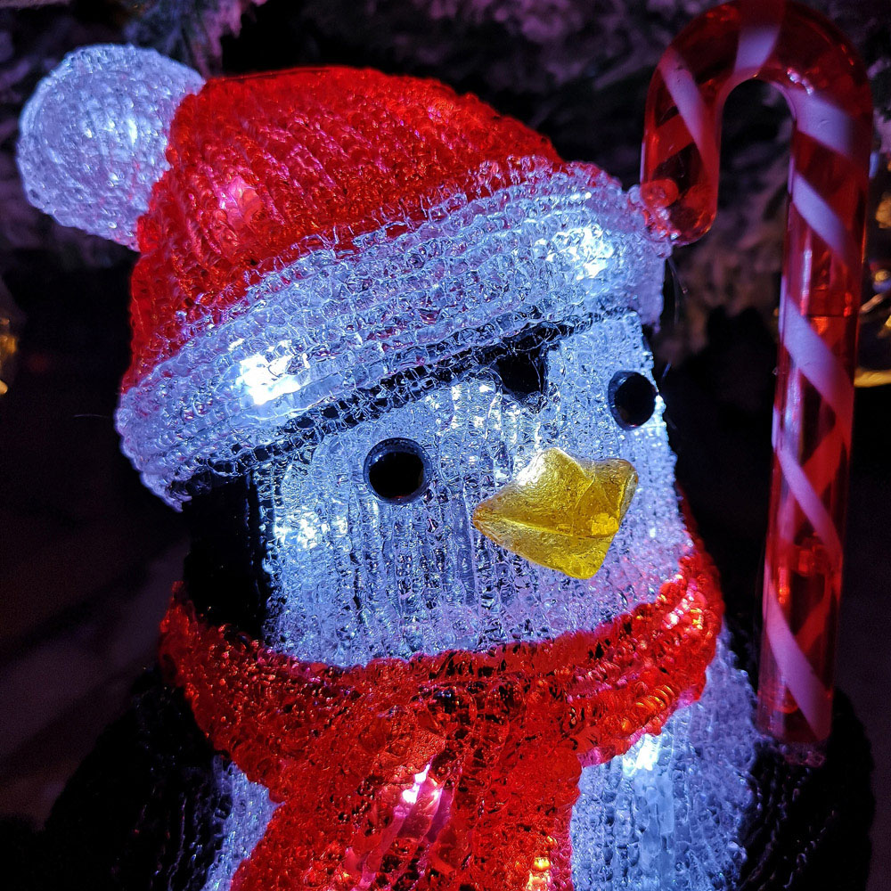 Samuel Alexander Soft Acrylic Penguin with Candy Cane LED Christmas Decoration 30cm Image 2