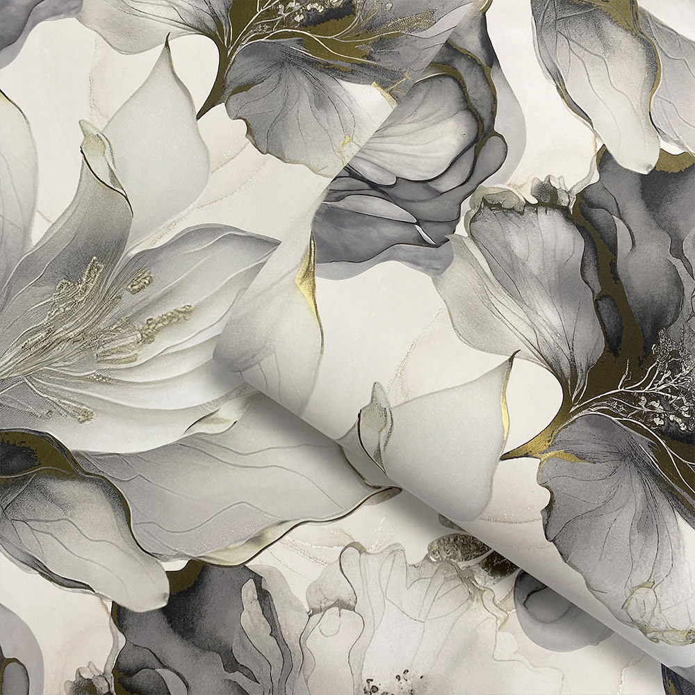 Muriva Elysian Floral Black and Gold Wallpaper Image 2