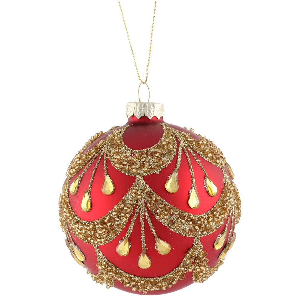 Gold and Red Glitter Bauble - Red & Gold Image