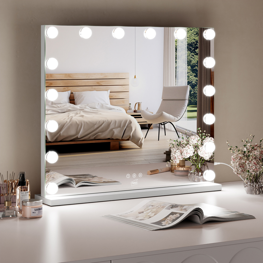 Neo Hollywood Vanity Touch Wall Mounted Freestanding Mirror with 16 LED Bulb Image 7