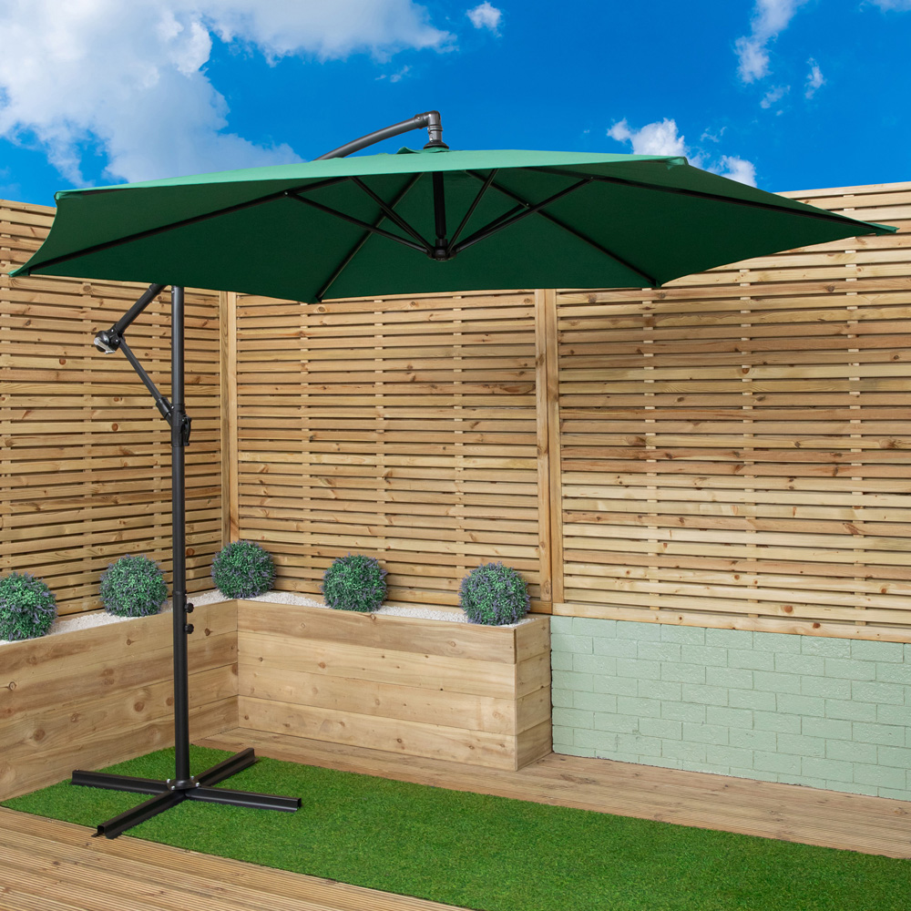 Samuel Alexander Green Hanging Cantilever Banana Parasol with Cover 3m Image 2