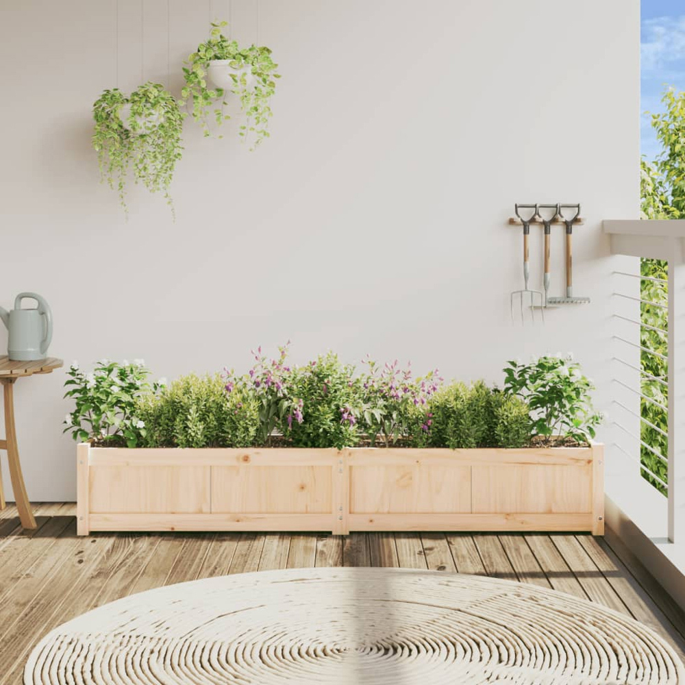 vidaXL Brown Solid Pine Raised Garden Planter 180 x 31 x 31cm Image 2