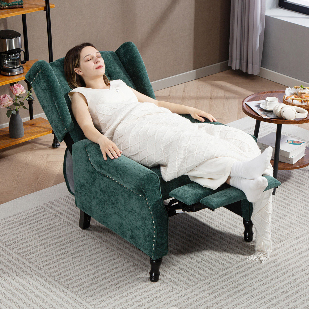 HOMCOM Dark Green Manual Recliner Armchair Recliner with Footrest Image 4