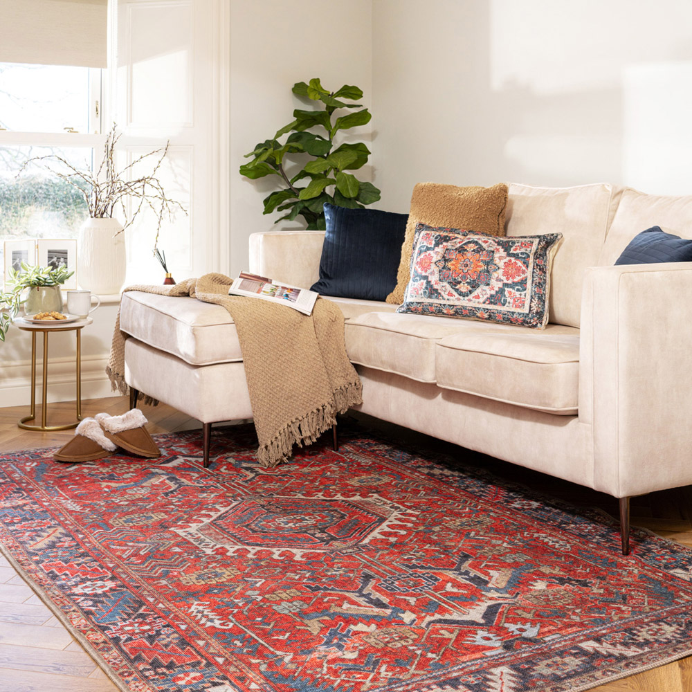 Kukoon Vintage Persian Inspired Terracotta Red Washable Rug 160 x 230cm Image 2