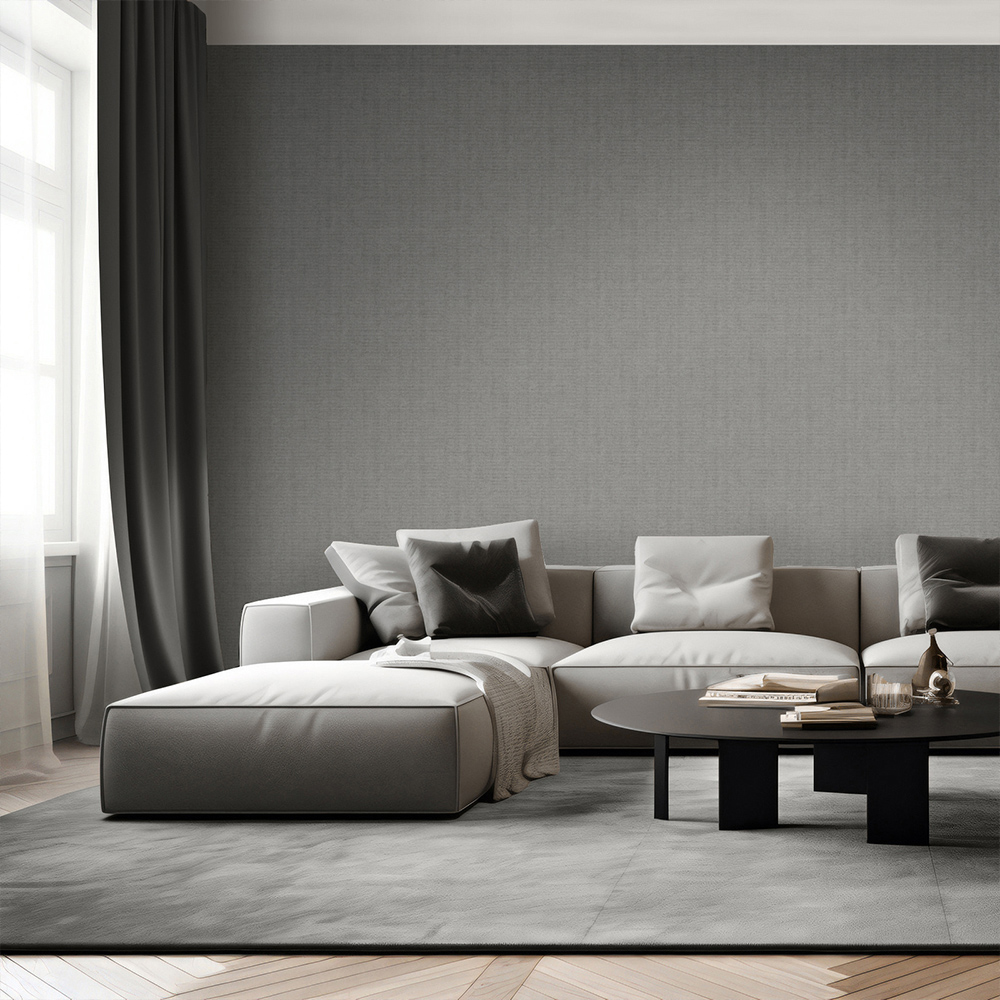 Muriva Venezia Fabric Texture Grey Wallpaper Image 4