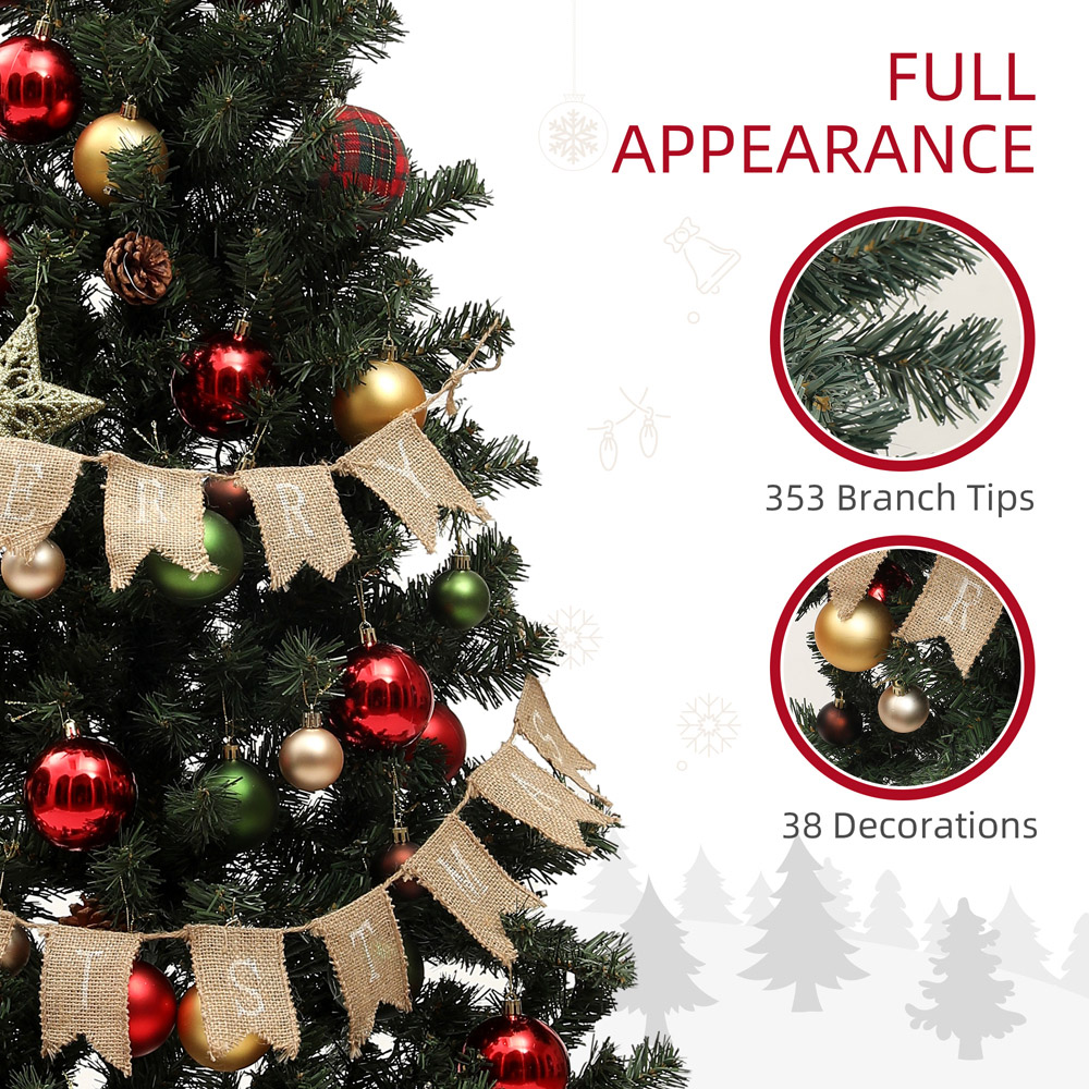 Everglow Warm White LED Pre-Lit Artificial Christmas Tree with Red Decorations 5ft Image 6