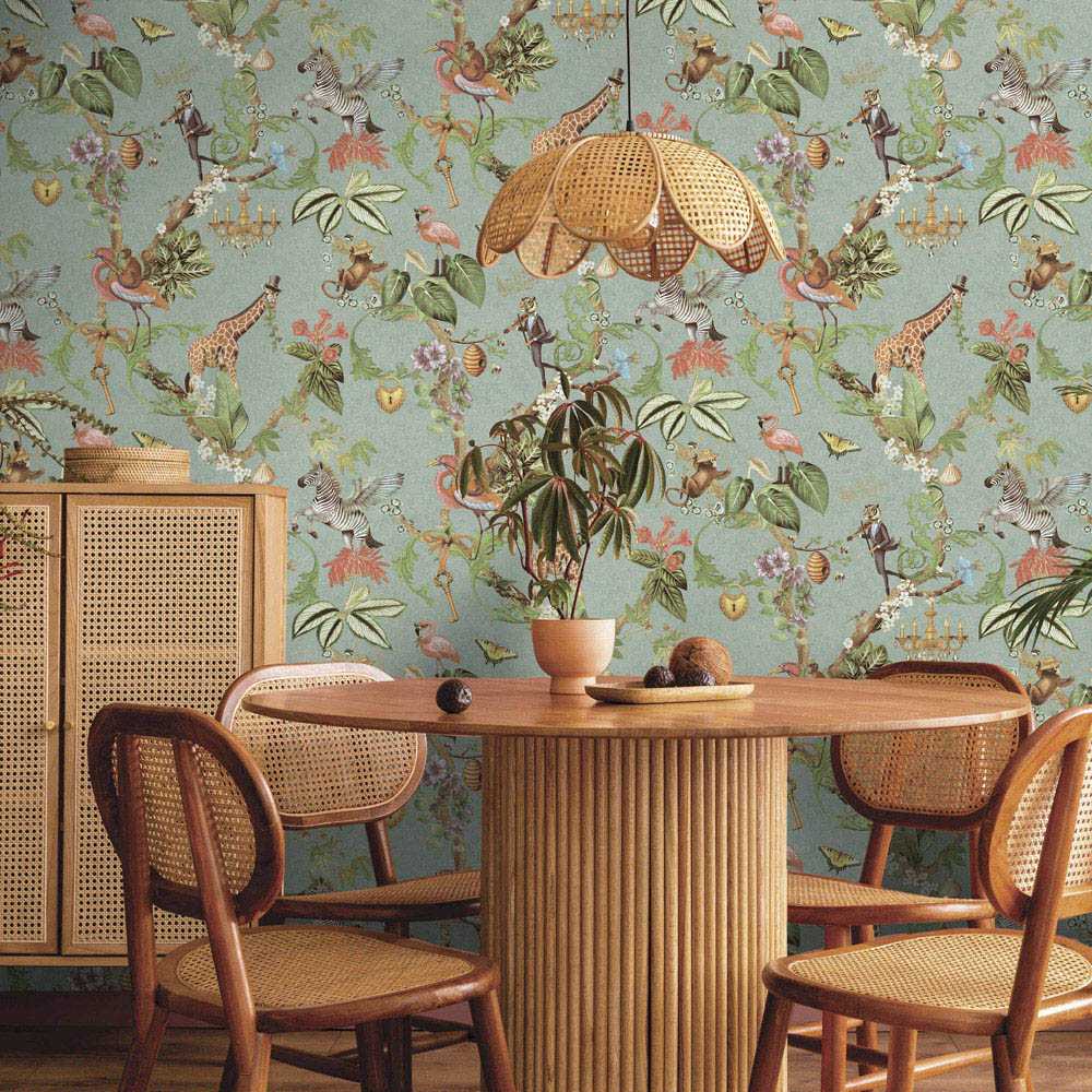 Holden Decor Safari Symphony Soft Teal Wallpaper Image 3