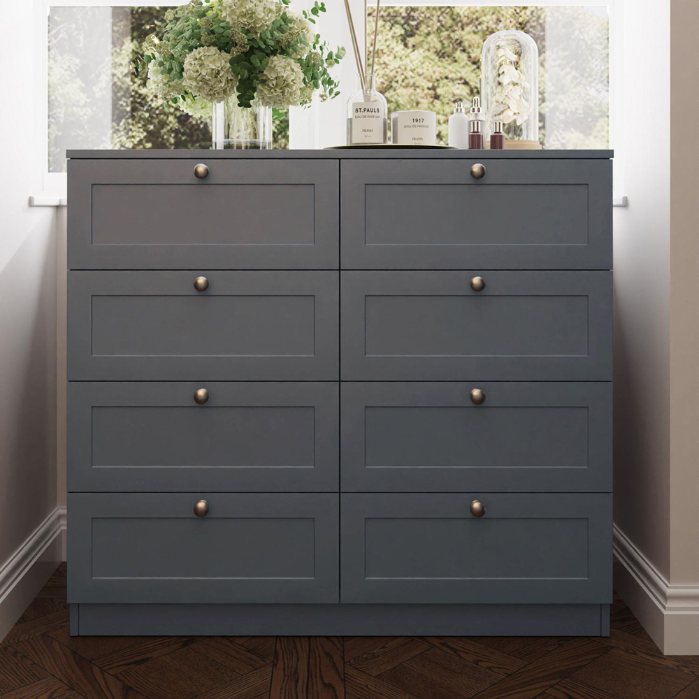 FWStyle Artus 8 Drawer Dark Grey Panelled Chest of Drawers Image 5