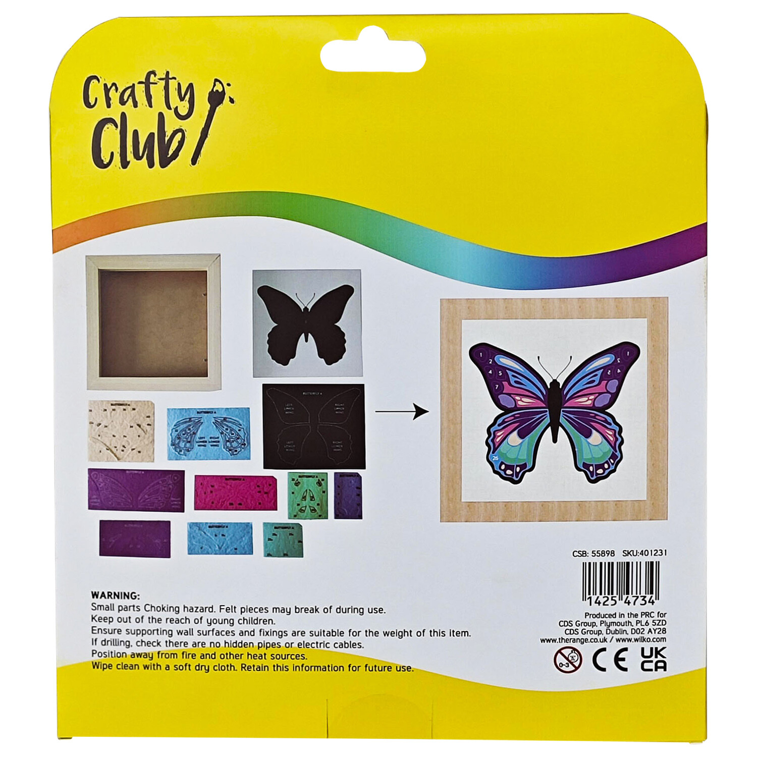 Framed Felt Butterfly Art - Multicolour Image 2