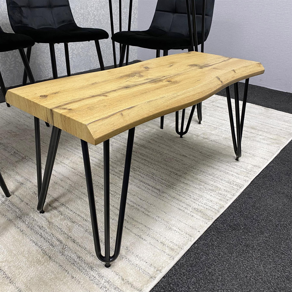 Kosy Koala 6 Seater Velvet Wooden Dining Set with Bench Black Image 3