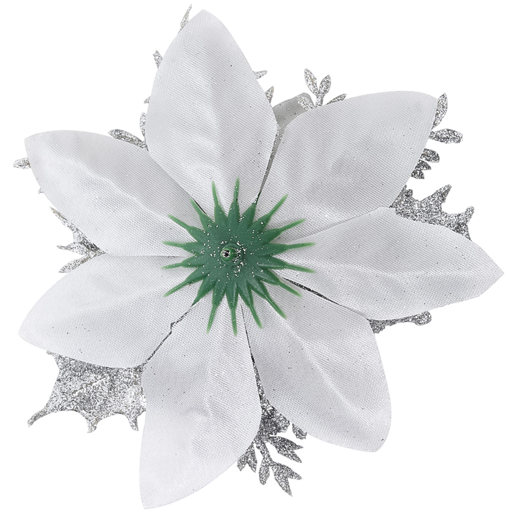 Living and Home Silver Flower Christmas Tree Ornament 24 Pack Image 5