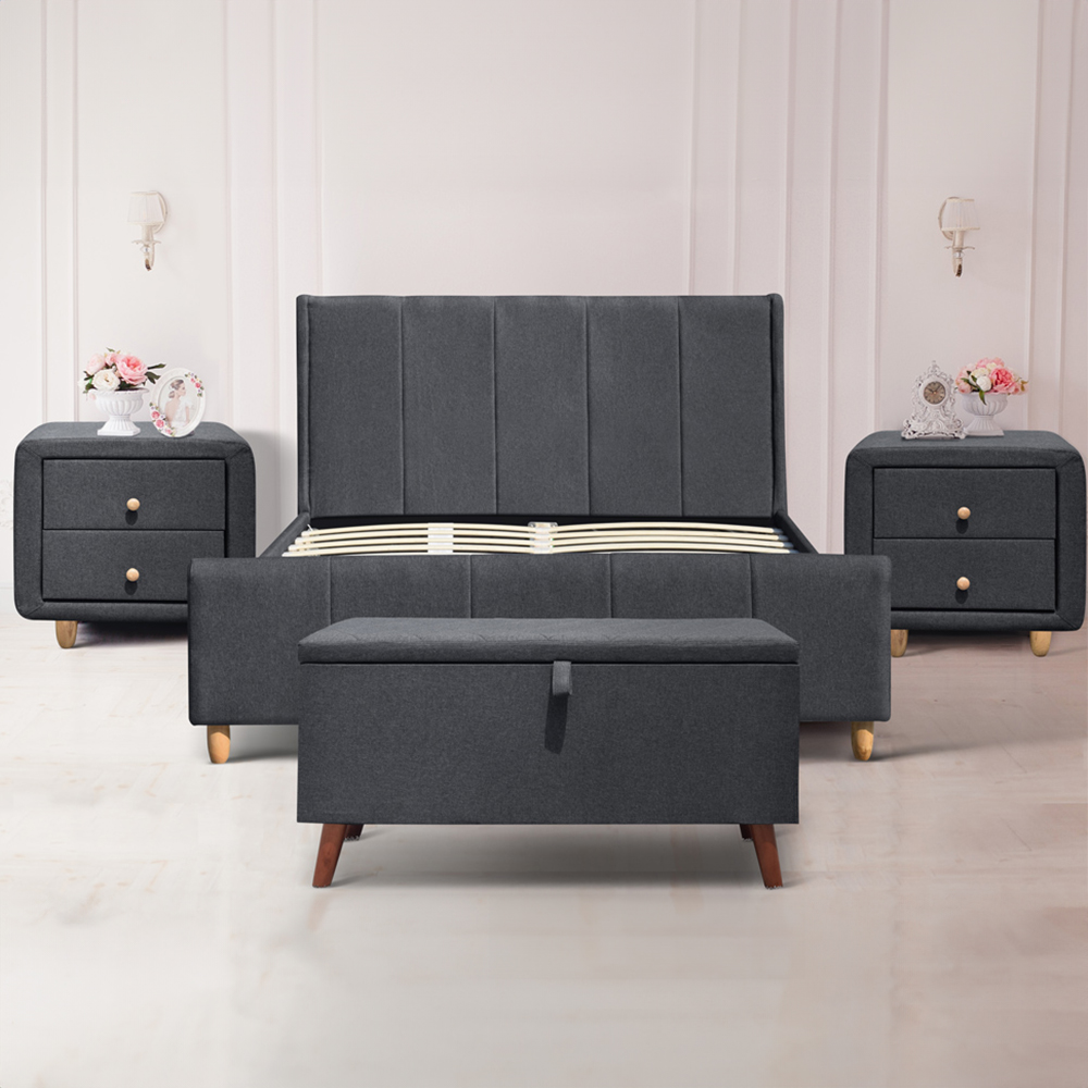 Brooklyn Grey Linen 4 Piece Bedroom Furniture Set Image 1